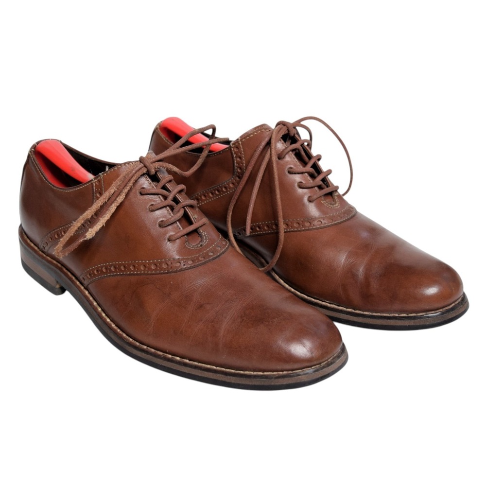 Cole Haan Drake Mens 9 M Brown Leather Saddle Oxford Dress Shoes Brogue C10509